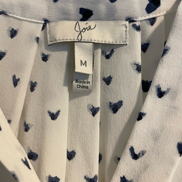 Joie Heart Print Silk Button Down Blouse medium - Picture 3 of 4